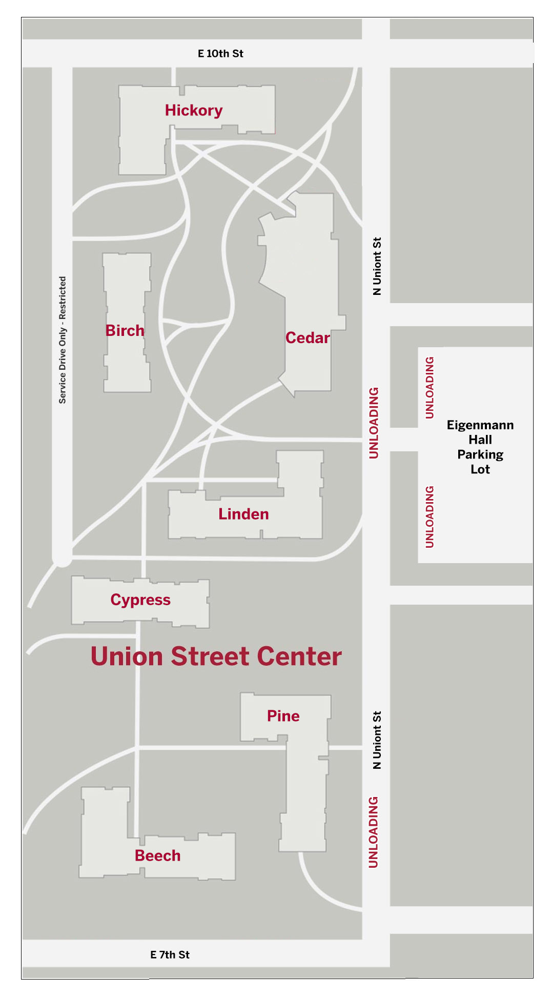 Map showing move in directions for Union Street Center